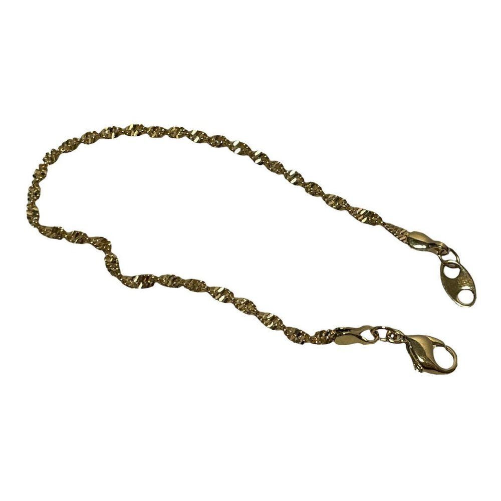 gold tone 7”L chain bracelet Lobster clasp Diamond Cut Braided Twist